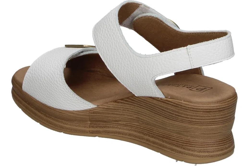 PITILLOS Sandalias de Piel Mujer – Sandalia con Cuña en Color Blanco – Sandalia de Verano – Cuña Alta y con Plataforma – Estilosas – Modelo 11054 – 39 EU