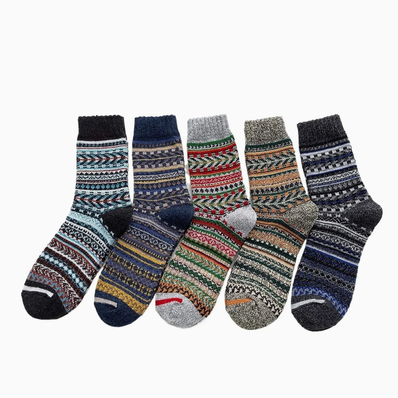 Calcetines Térmicos Calcetines De Invierno Para Mujer, 5 Pares, De Algodón, De Punto Grueso, Vintage, Suaves, Acogedores, Casuales, Para La Tripulación Calcetines Invierno