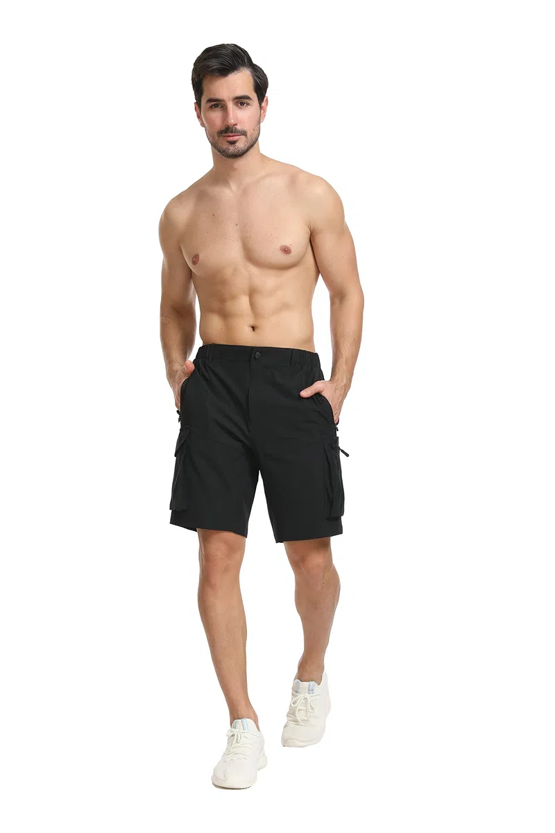 Tansozer Pantalones cortos de verano para hombre, de secado rápido, pantalones cortos elásticos, bermudas, pantalones deportivos para exteriores, trekking, senderismo, verde, S