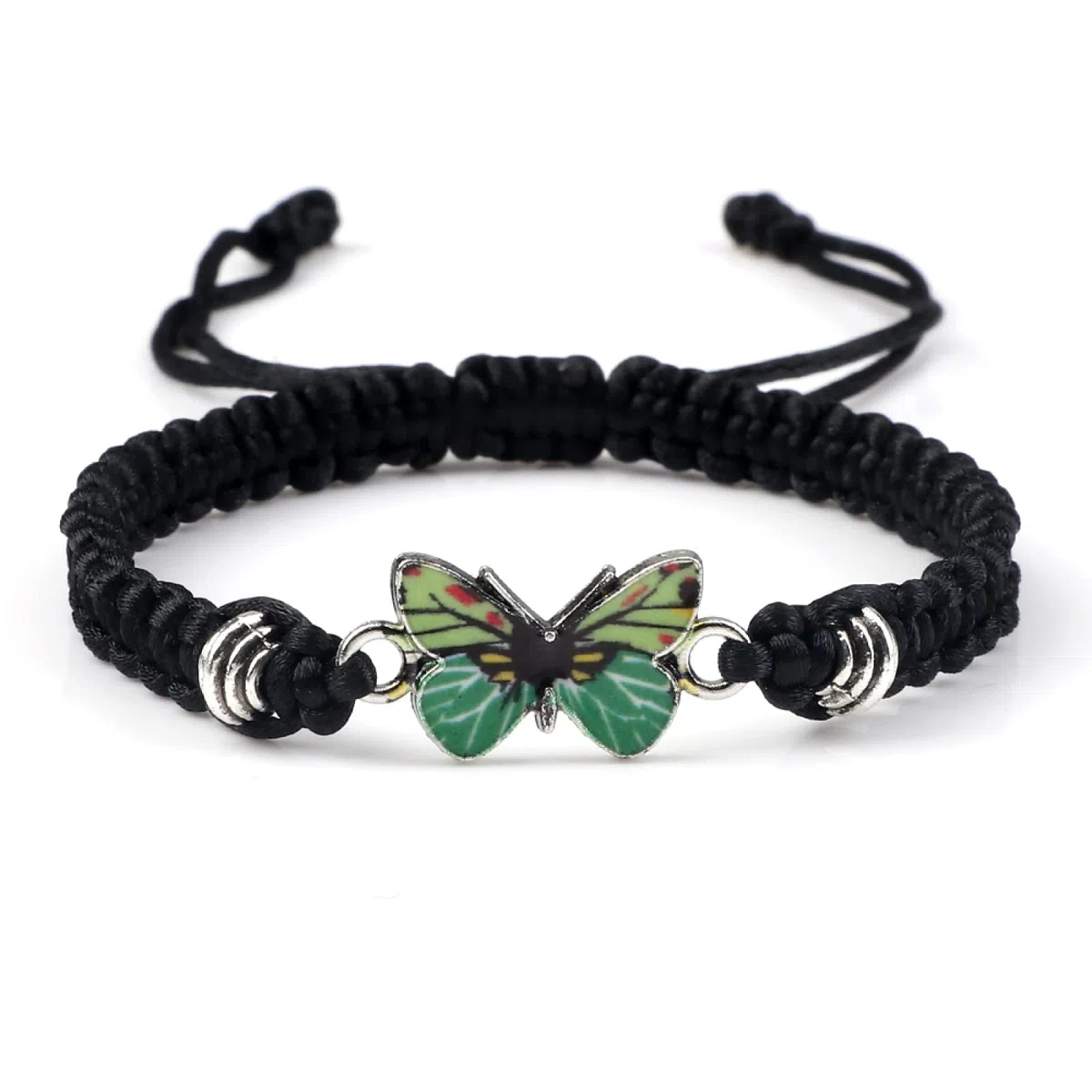WZGWDC Pulseras con Colgante de Mariposa Trenzadas Hechas a Mano, Brazalete para Mujer, Pareja, Pulsera, niña, joyería de Mano, Regalo, Verde Claro-Verde