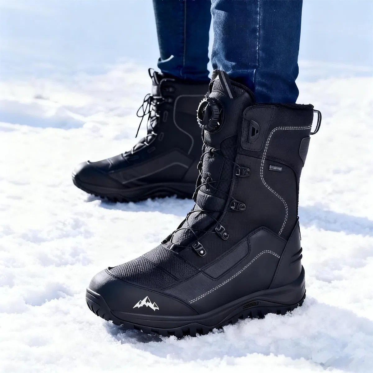 Botas de nieve para hombre con forro de piel, cálidas e impermeables