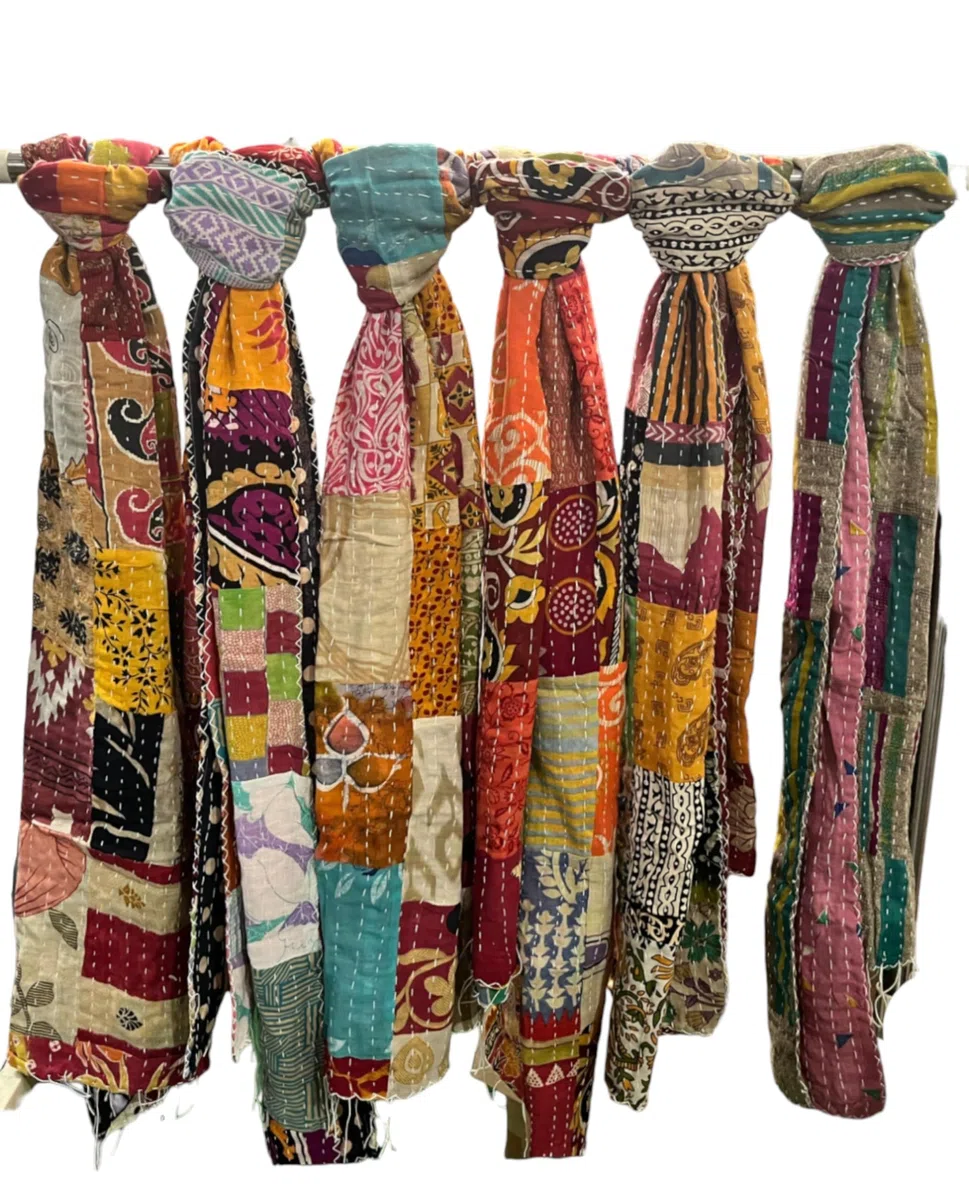 Pañuelos de algodón Kantha estilo vintage, 10 unidades