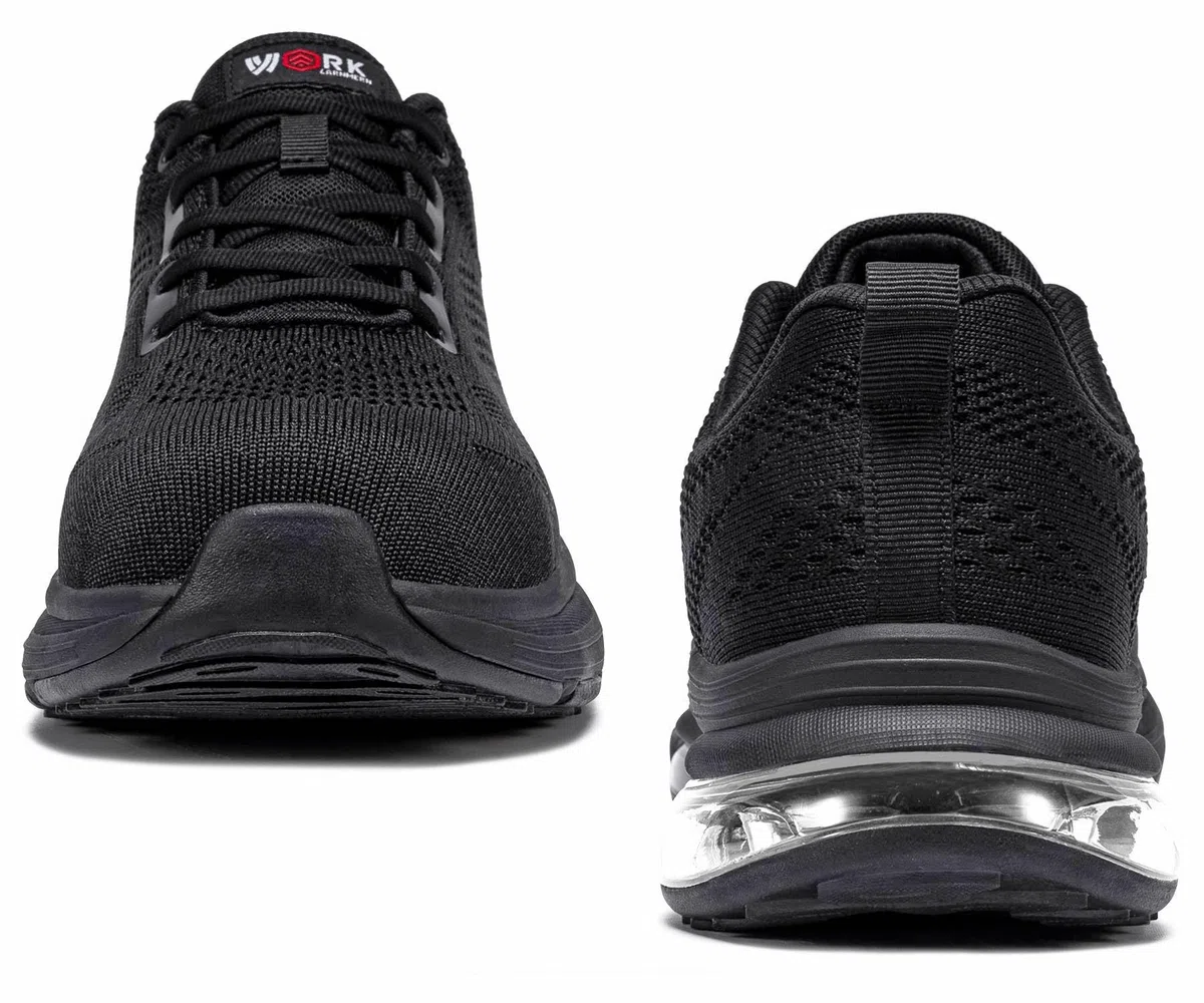 LARNMERN Zapatillas de seguridad antideslizantes con puntera de acero para hombre, ligeras, cómodas, transpirables, para correr