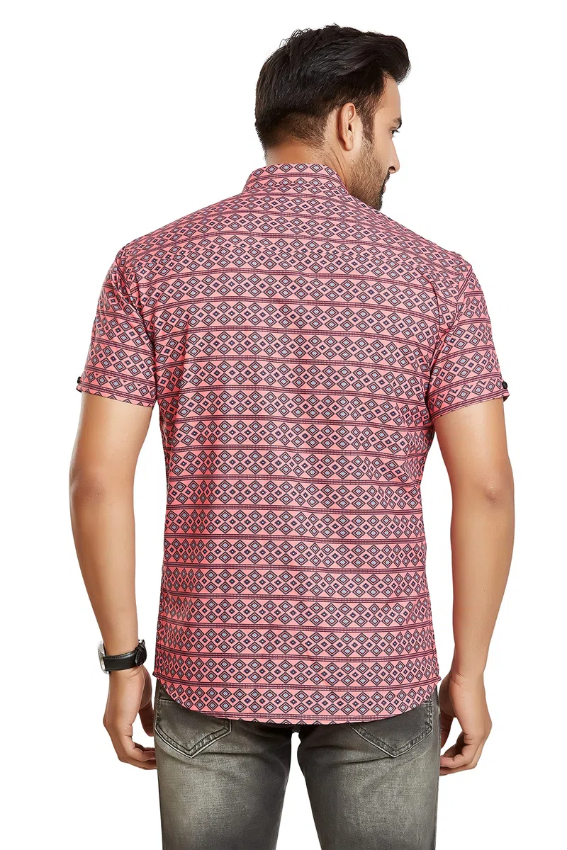 BE ACTIVE Camisa casual de algodón para hombre, corte entallado, lisa, camisa elegante para hombre, cuello extendido y medias mangas, estilo atemporal y comodidad