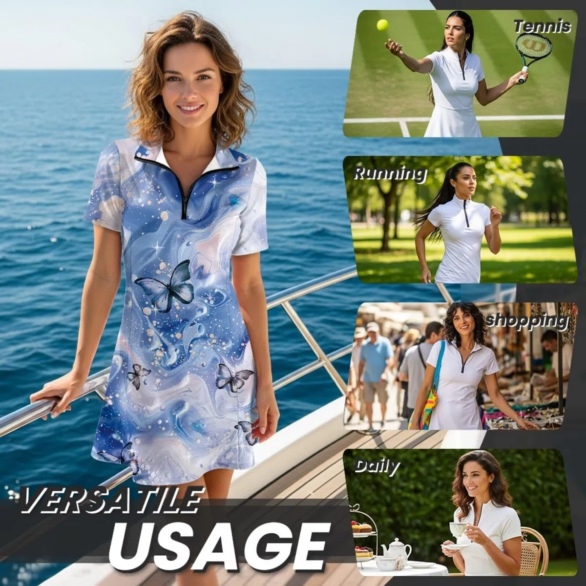 chaqlin Vestido de tenis para mujer con pantalones cortos, control de abdomen, vestido de golf, ropa activa, para ejercicio, deportes, tenis, con bolsillos, XS-2XL