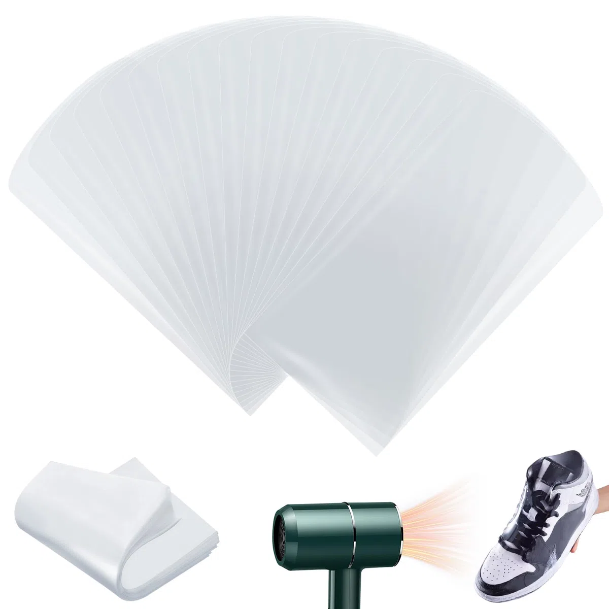 Bolsas retráctiles para zapatos, 100 bolsas termorretráctiles, bolsas de plástico transparente para zapatos para almacenamiento de viajes, bolsas de polvo para zapatos, 9.4 x 13.7 pulgadas, Claro