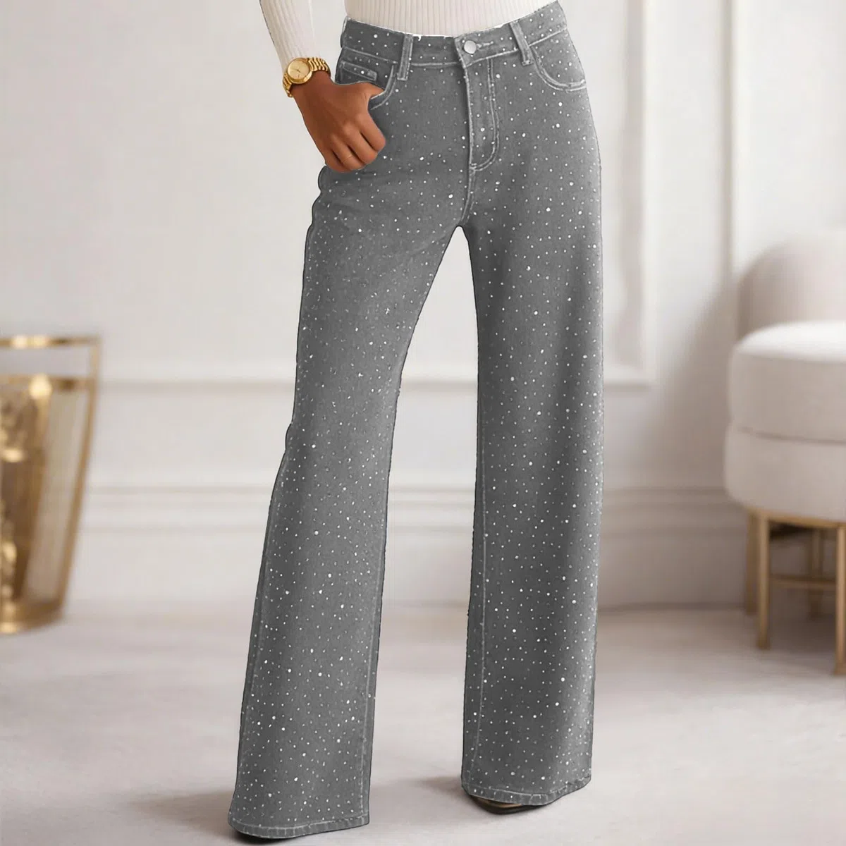 Genérico Vaqueros Rectos Mujer Pantalones Vaqueros Holgados para Mujer Pantalones para Corte Ajustado Cintura Alta Cintura Alta De Mezclilla Ajustados con Detalles Desgastados