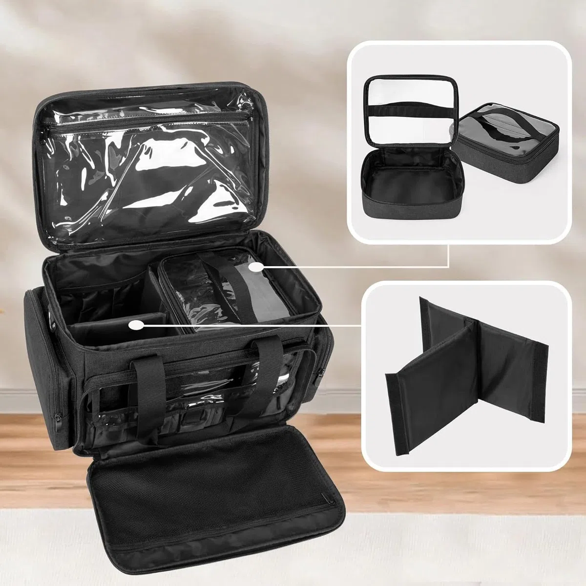 Generic Neceser Neceser de Maquillaje Cosmético Multifuncional de Gran Capacidad para Viajes y Viajes de Negocios Hecho de Poliéster Duradero 42x25x25cm