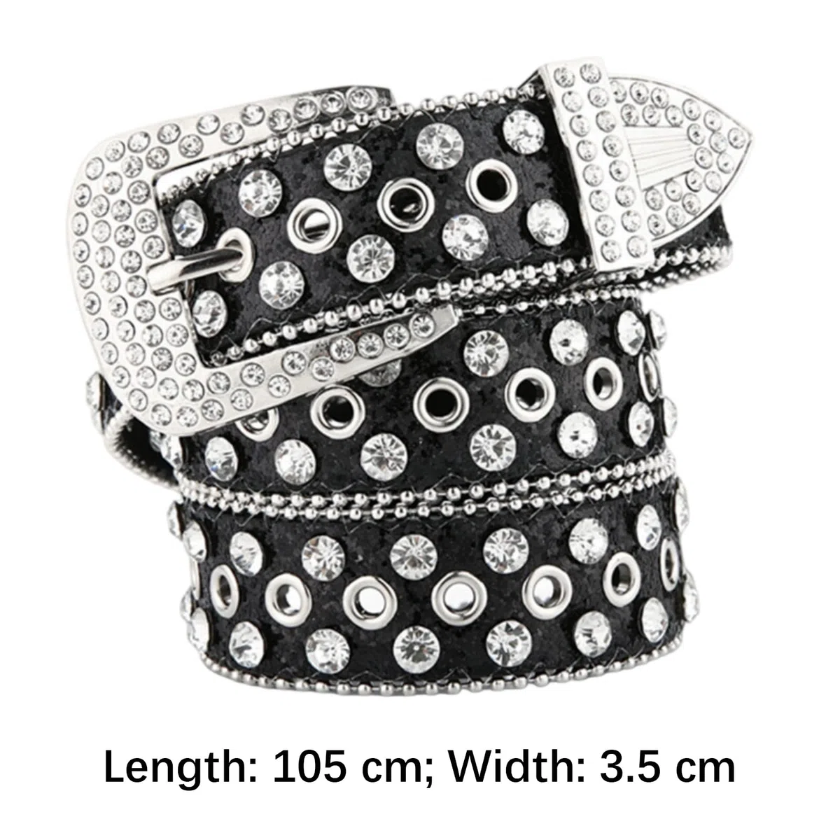 Cinturón de piel sintética con diamantes de imitación brillantes recortados con cintura ancha de 105 cm, para cinturón formal, casual, accesorio de fiesta