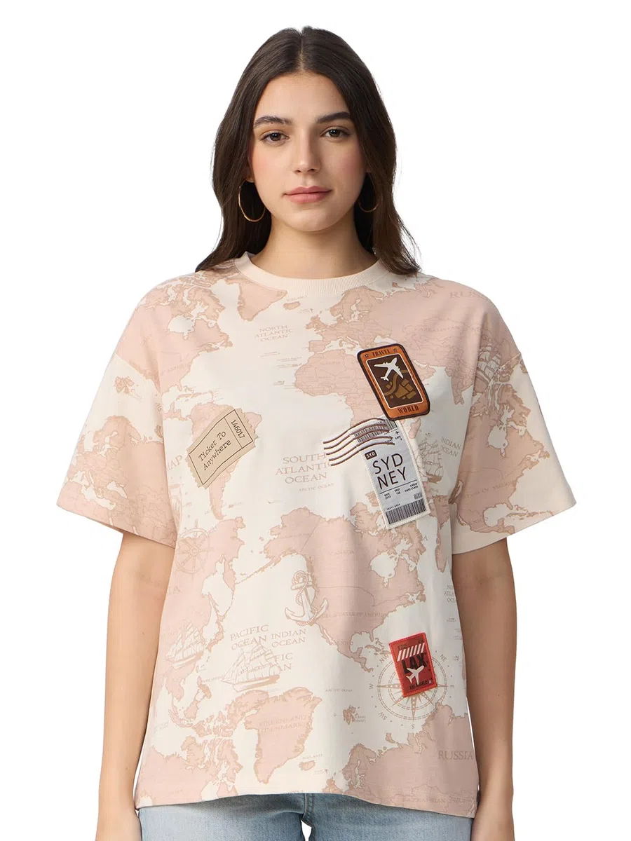 The Souled Store Camisetas de manga corta de algodón con cuello redondo para mujeres y niñas
