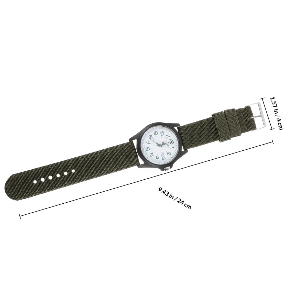Reloj de Cuarzo Calendario Correa de Nylon Verde para Hombre Diseño Creativo y Superficie Lisa, Reloj de Pulsera Adecuado para Uso Diario