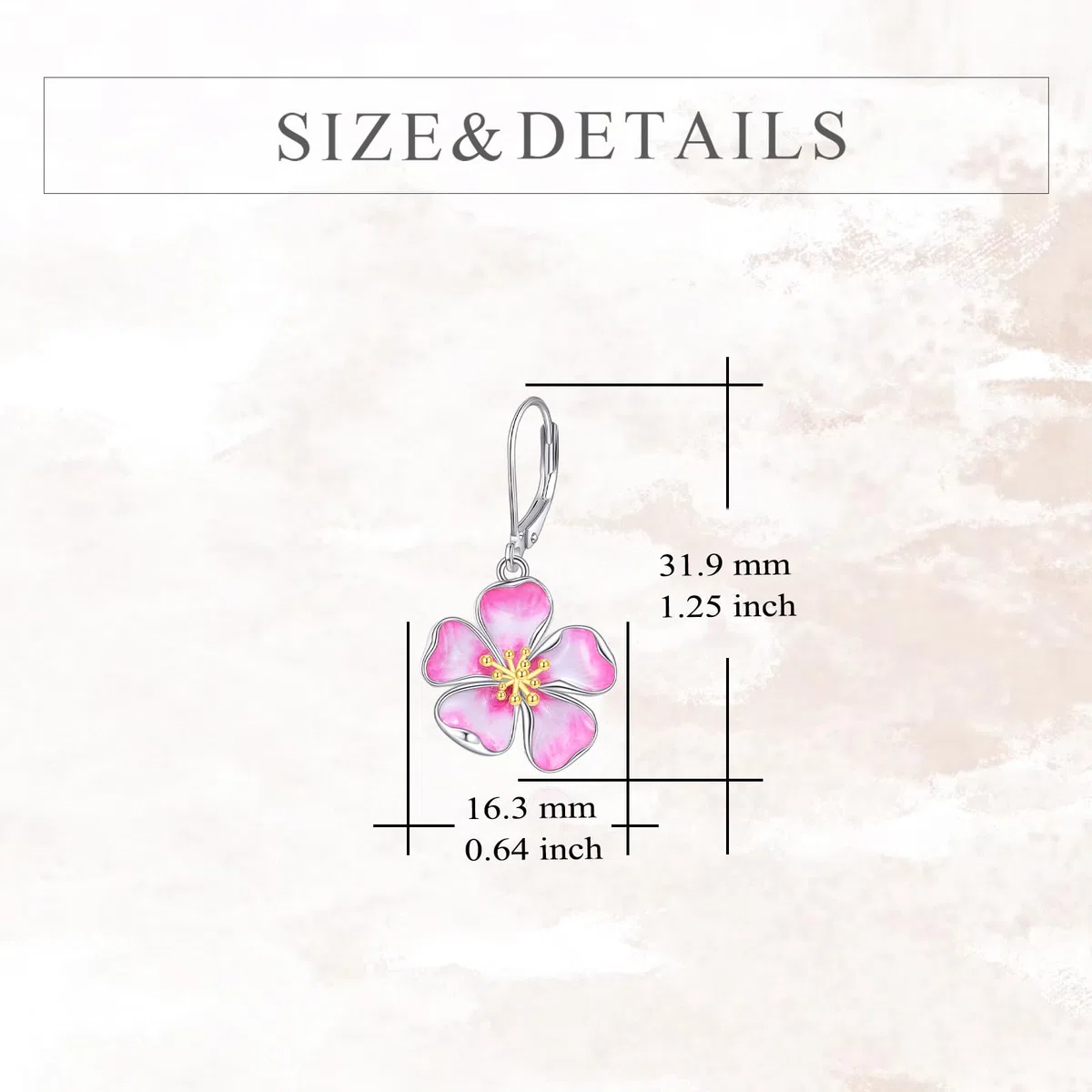 AXELUNA Pendientes de flor de cerezo para mujer, plata de ley, esmalte rosa, flor de cerezo, aretes colgantes de joyería para madre y esposa, Normal, Plata de ley, Sin piedra preciosa