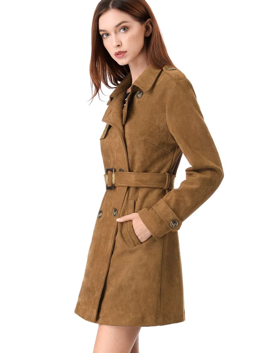 Allegra K Suede Coat Abrigo de gamuza Mujer