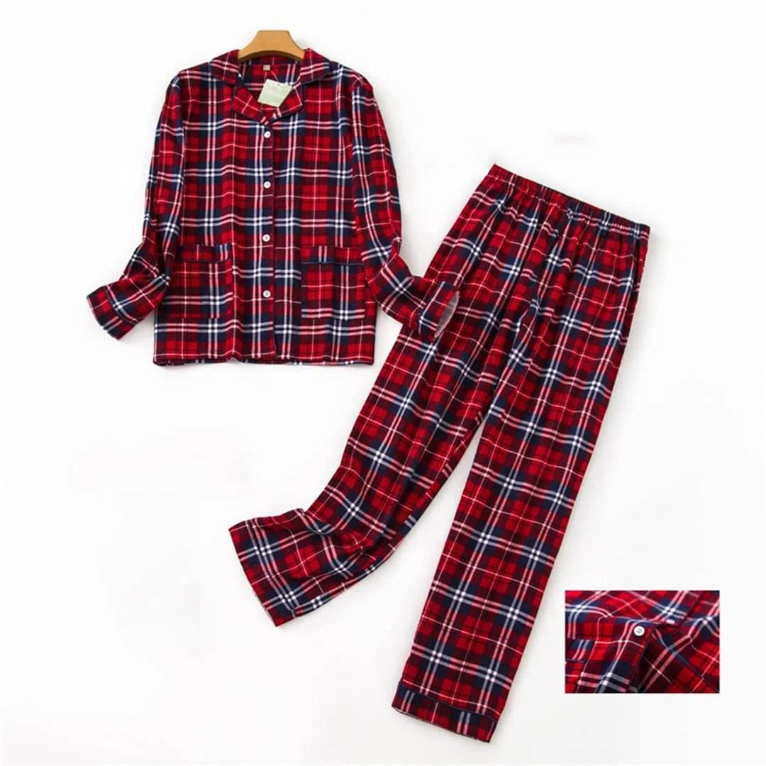 Conjunto de Pijama de Invierno para Mujer, Franela de algodón, Pantalones Largos, Traje para Dormir, 14 L
