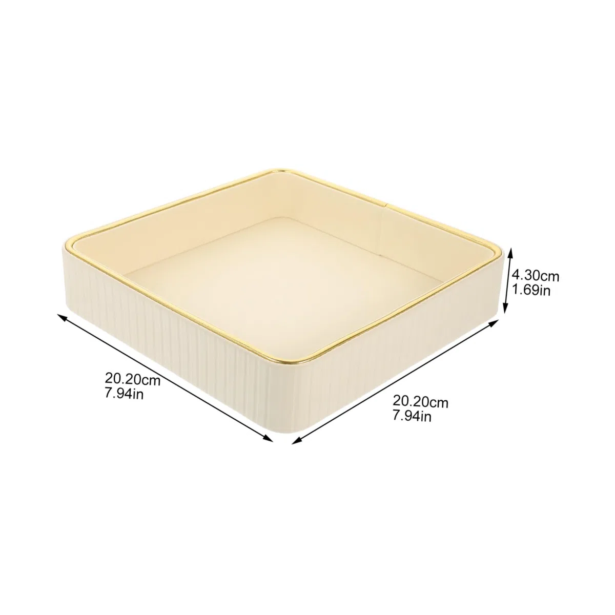 Toyvian Bandeja Cuadrada de Cuero Blanco Borde Dorado Fácil de Limpiar para Llaves y Joyas Adecuado para Tocador y Sala Moderna