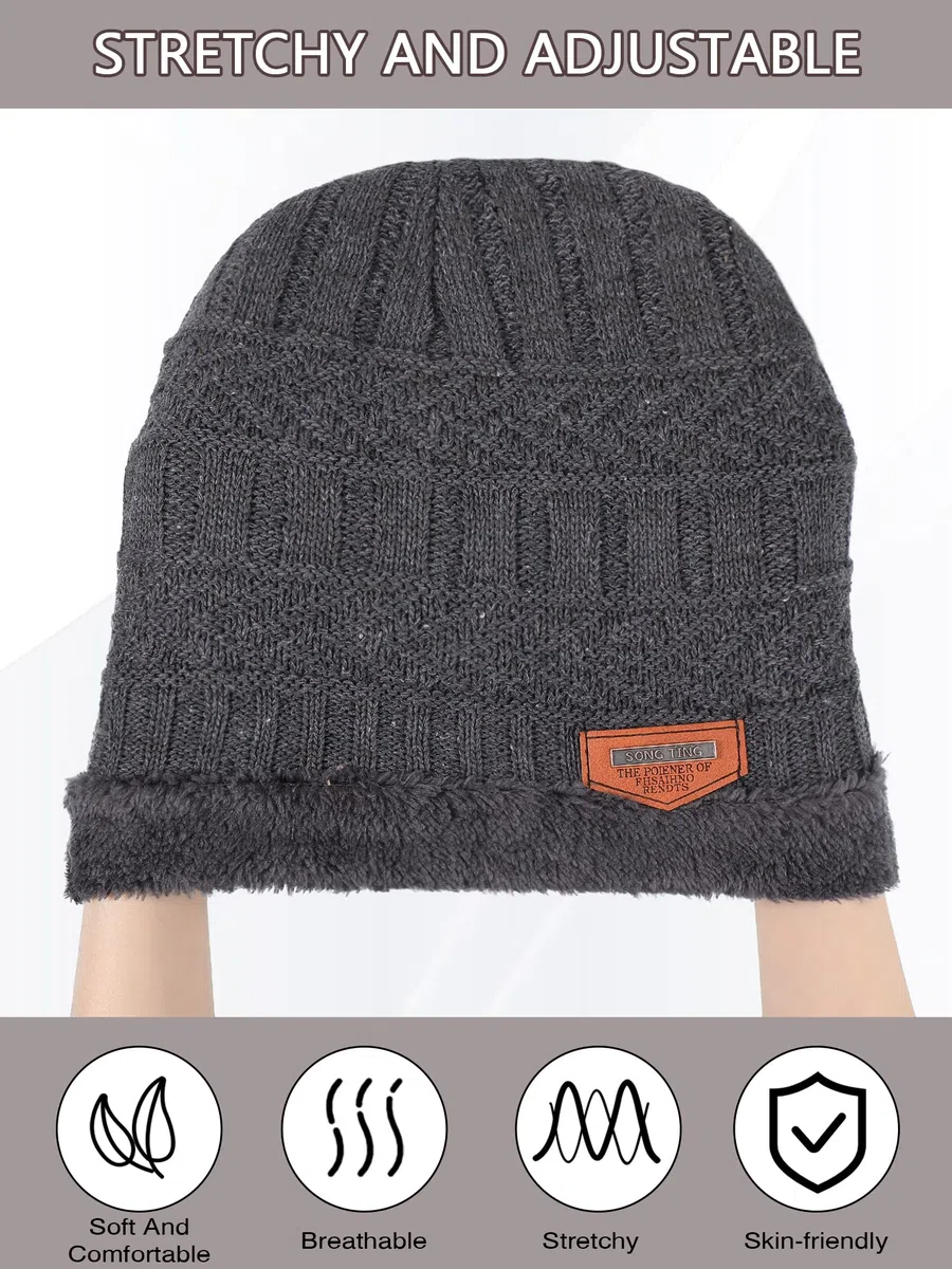 Kigeli 24 gorros de invierno holgados a granel para donaciones sin hogar, gorro cálido interior de forro polar para hombre, gorro de punto grueso al por mayor, Negro, azul marino, rojo, gris, café,