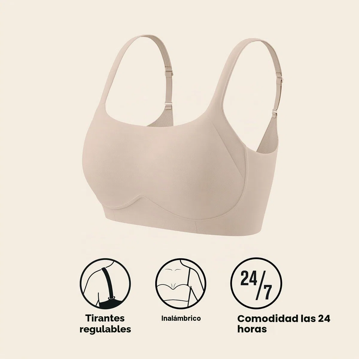 Leonisa Everyday Bra Sujetador sin Aro Ultracómodo de Alta Sujeción y Cubrimiento - PowerSlim, Copas Espuma, Tirantes Removibles, Uso Diario, Hecho en Colombia