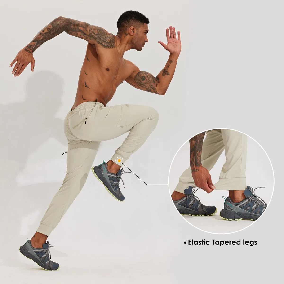 Willit Pantalones deportivos de senderismo para hombre, ligeros, de secado rápido, con bolsillos con cremallera
