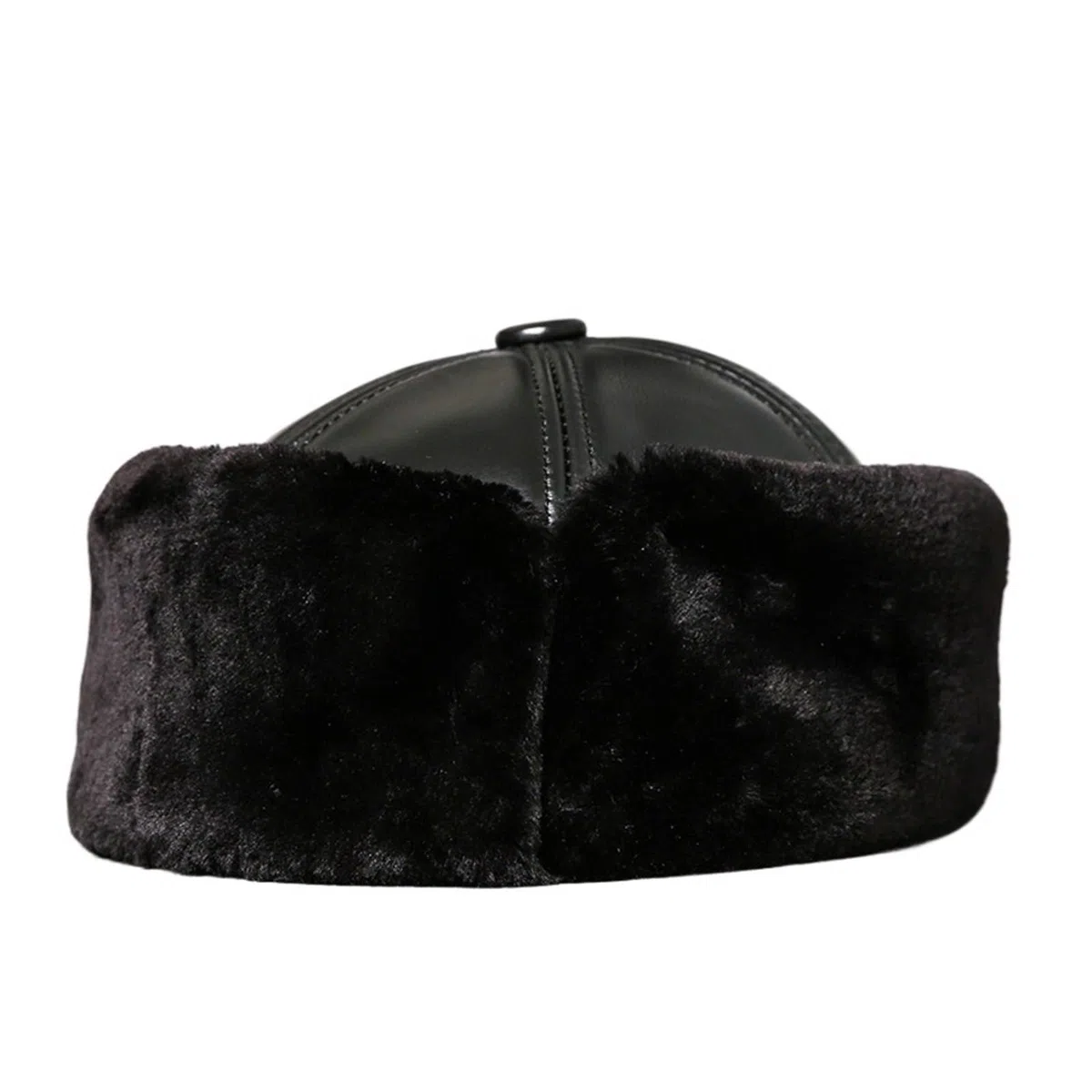 Gorro de 100% de Piel auténtica for Hombre de Mediana Edad, Gorro Acolchado de algodón cálido for Invierno, Orejeras de Piel de Oveja, Lana y Cuero