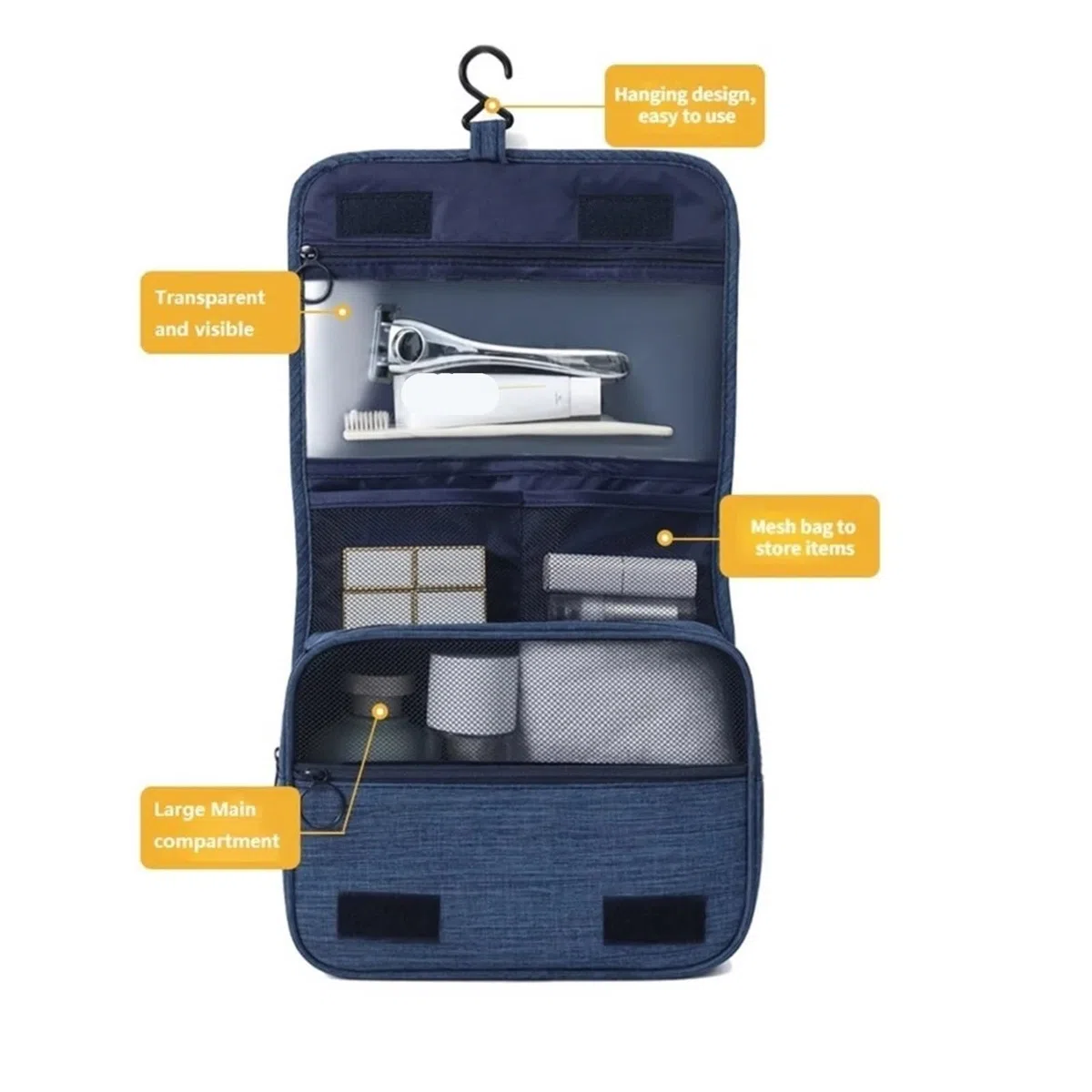 Neceser De Viaje Neceser portátil con gancho colgante impermeable for mujer, bolsa de almacenamiento de cosméticos for baño, estuche de maquillaje de viaje de gran capacidad for hombre Para Viajar(Gre