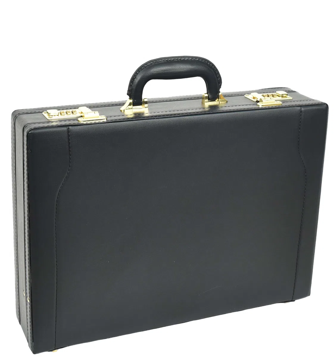 HOL1196 - Maletín de piel con cerradura de combinación doble, organizador expandible, color negro, Black, Large