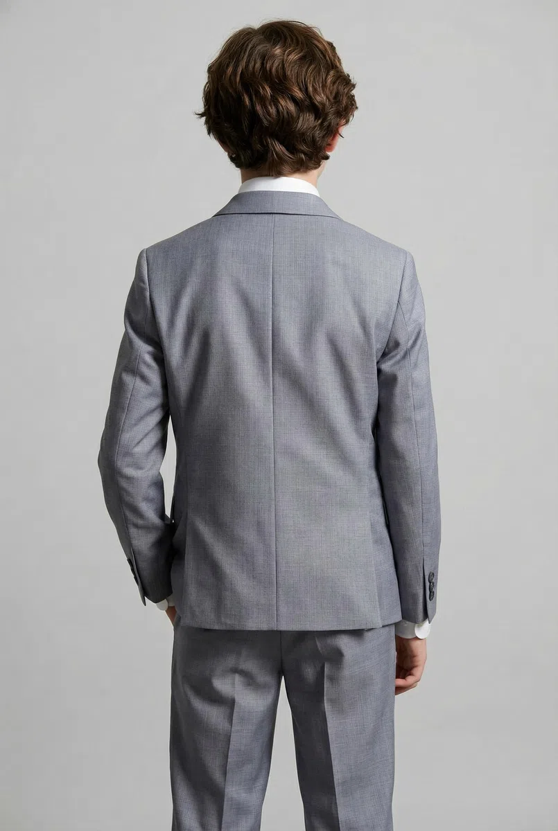 Traje Formal Texturizado de 6 Piezas para niños, Corte Ajustado, para pajes, Bodas, comuniones Autocomprobación Gris, Tamaño 9 Años