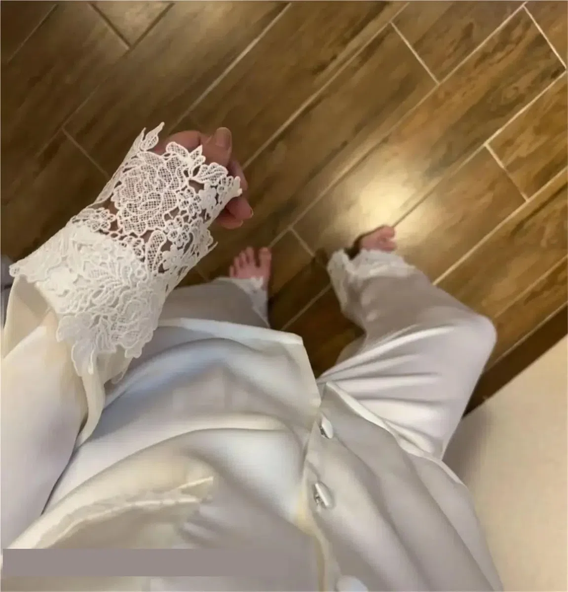 Conjunto de Pijamas for Mujer, Ropa de Dormir Blanca con Adornos de Encaje Satinado for Novia y Boda, Ropa de casa Holgada, Traje de pantalón de Manga Larga, Ropa de Descanso