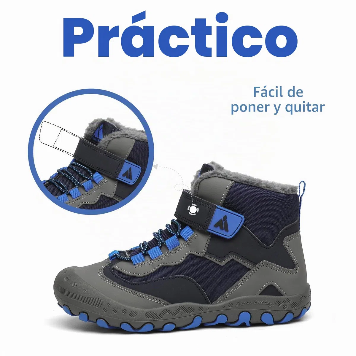 Mishansha Botas de Nieve Niño Botas Antideslizantes, Azul 31 | Forro cálido, cierre de autollenado, puntera reforzada, suela con dibujo, colegio, paseos, nieve