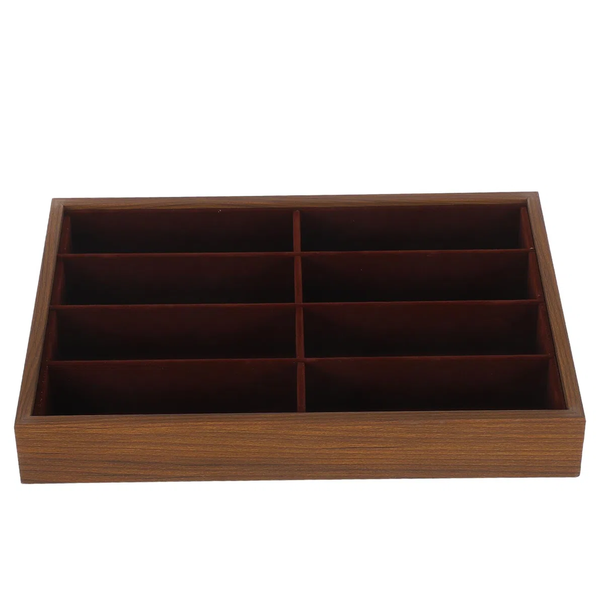 Mobestech Organizador de Gafas de Madera 8 Compartimentos Bandeja Espaciosa y Antideslizante Solución Elegante y Portátil para Gafas de Sol y Joyas para Exhibición