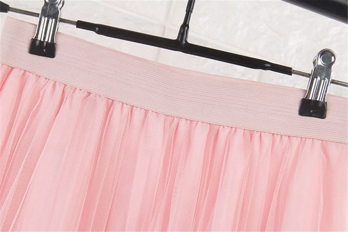 SePkus Faldas de Tul de 4 Capas Falda de Tul para Mujer Falda Midi Plisada de Cintura Alta elástica (Borgoña Talla única)