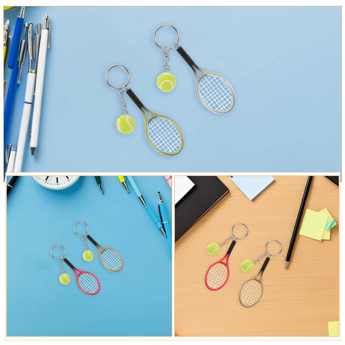 18 Piezas Llavero Raqueta Tenis Colgantes Deportivos Coloridos Mini Accesorios para Fans y Regalos Portátiles