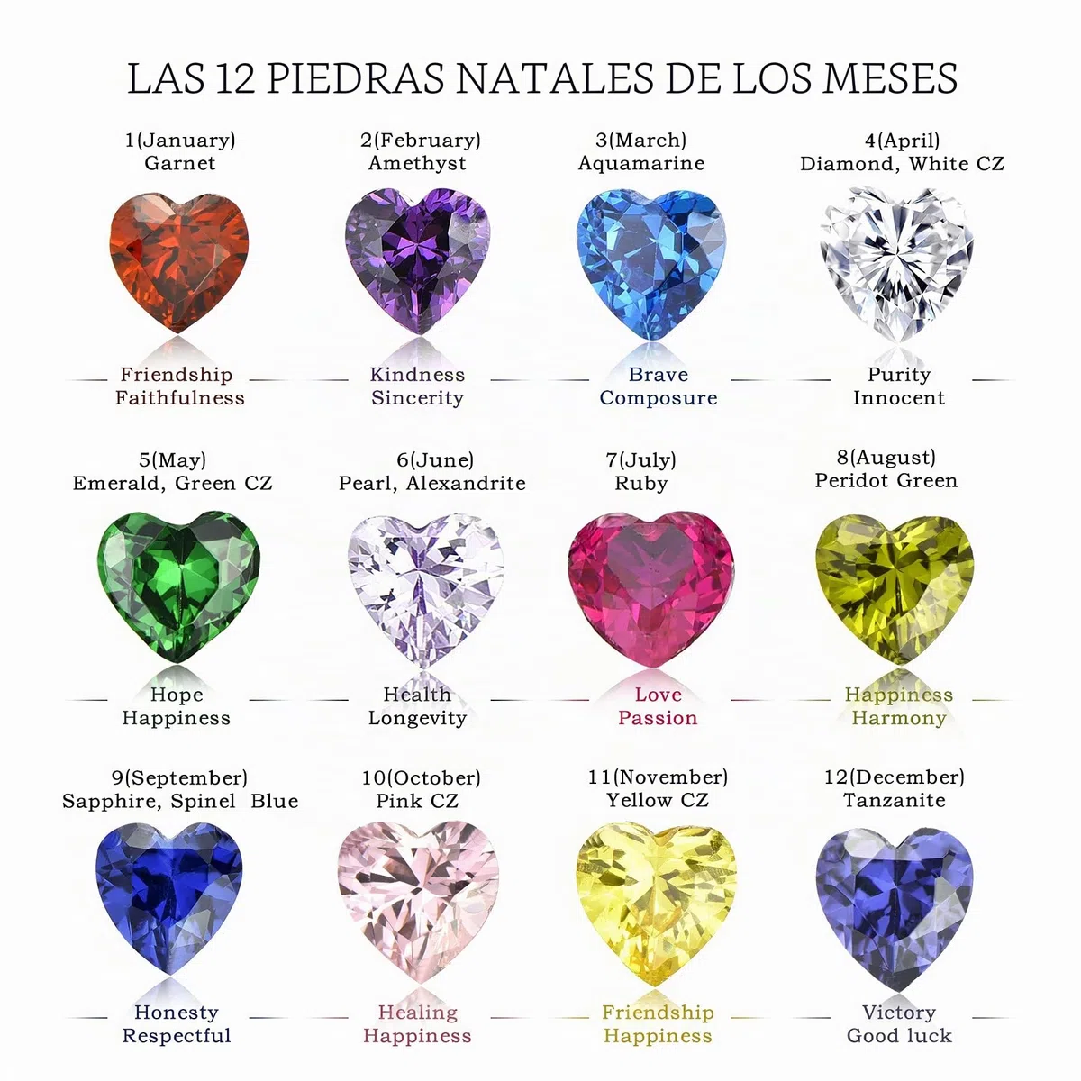 YL Pendientes Corazón Plata de Ley 925 con 12 piedras de Nacimiento Circonita Pendientes para Mujer