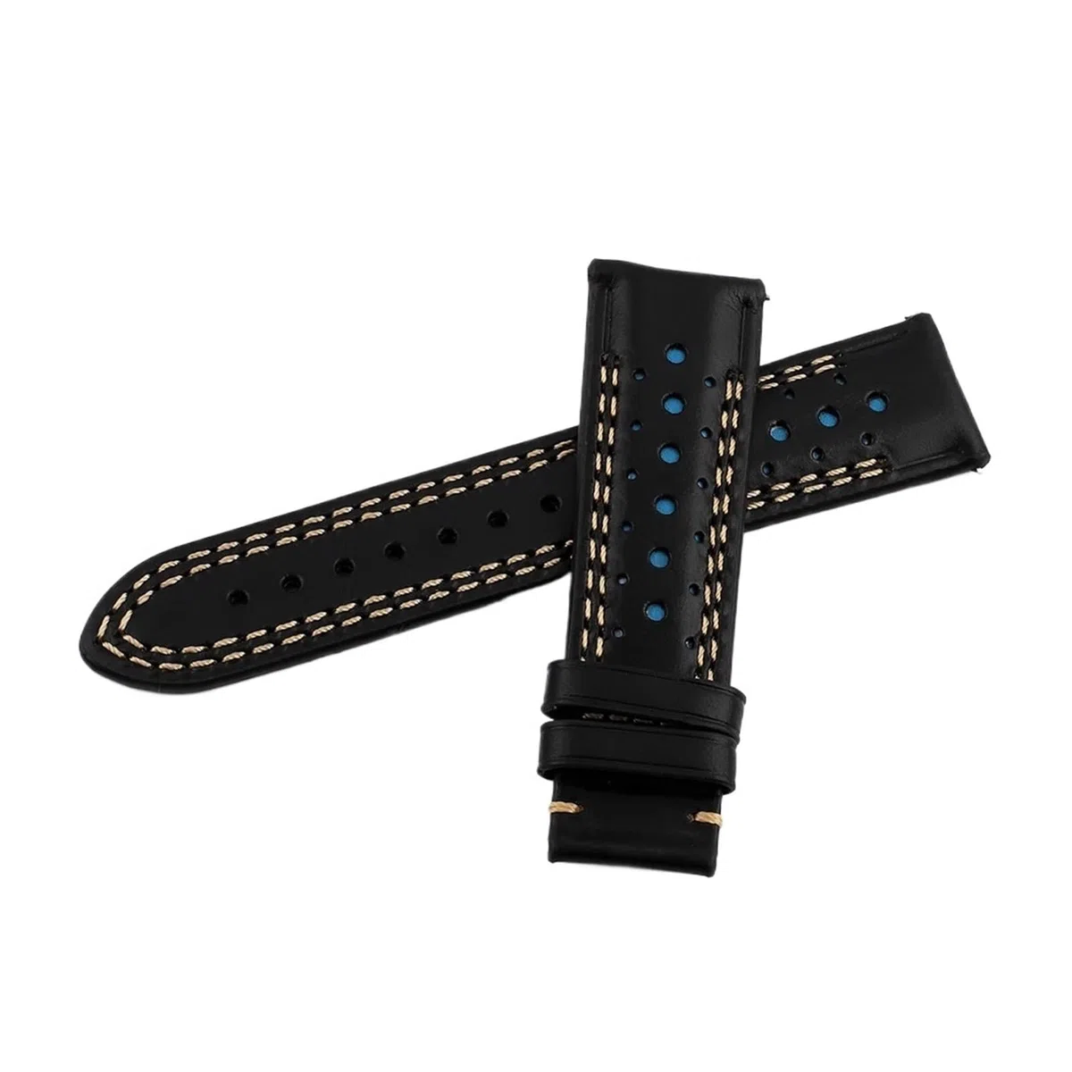 XILILHC Correas De Reloj Hechas A Mano, Correa Negra Marrón 22mm, Repuesto Suave Y Grueso, Pulsera Porosa Transpirable