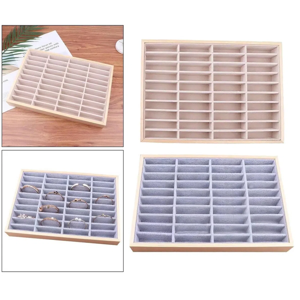 Organizador de exhibición de collares de 40 rejillas, bandeja de almacenamiento de joyas, caja for aretes Para Collares, Anillos, Brazaletes Y Pendientes(Style 1)