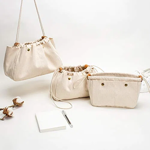 Neceser Maquillaje Bolsa de Almacenamiento Lona algodón, Bolsa con Forro, organizadora cosméticos Acabado(M)