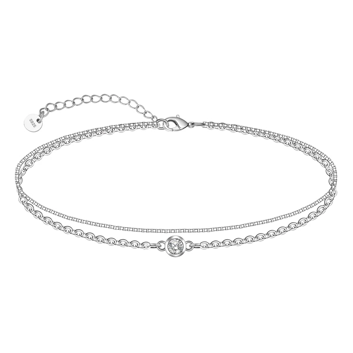 CHIC & ARTSY 925 Sterling Silver Ankle Bracelet Multilayer Anklets for Women Satellite/Star/Cross/Circle/Teardrop/Oval/Layered Anklet Beach Jewelry 9 to 10 inch Flexible Fit Anklets
