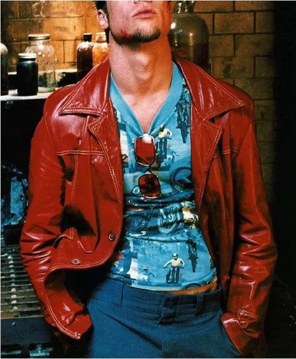 Tyler Durden - Chaqueta de cuero para hombre, estilo retro, informal, inspirada en la película Fight Club, estilo vintage