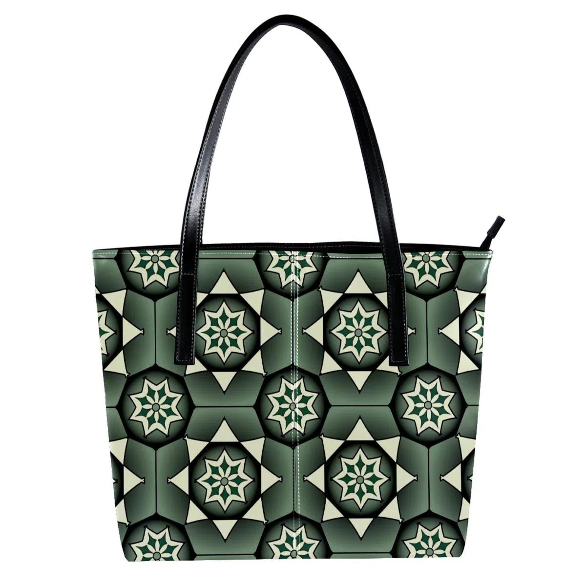 Bolso de mano de piel sintética con diseño de flores artísticas geométricas, Varios colores
