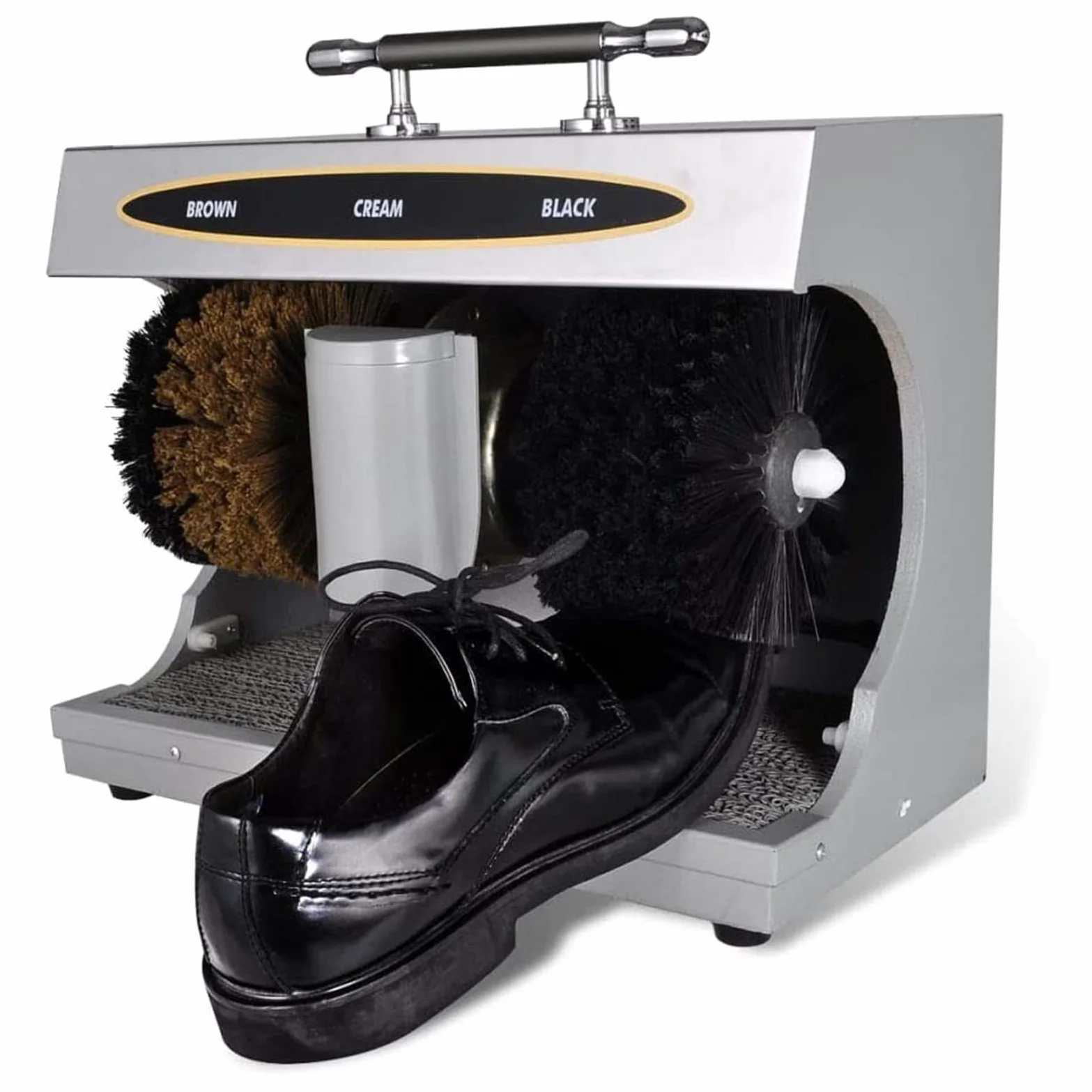 Pulidor eléctrico automático del zapato con el sensor inteligente, estación de brillo portátil para el cuidado del cuero, velocidad del cepillo de 1400 RPM, cepillos negros y marrones incluidos, limpi