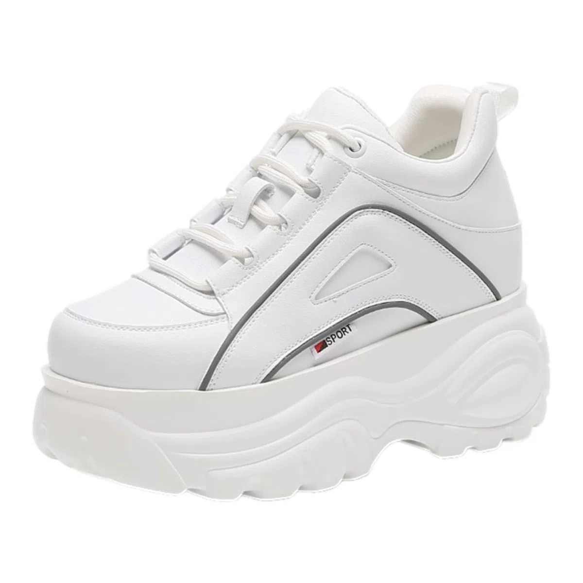 ANUFER Mujer Plataforma Alta Chunky Zapatos Deportivos Casual con Cordones Zapatillas de Papá