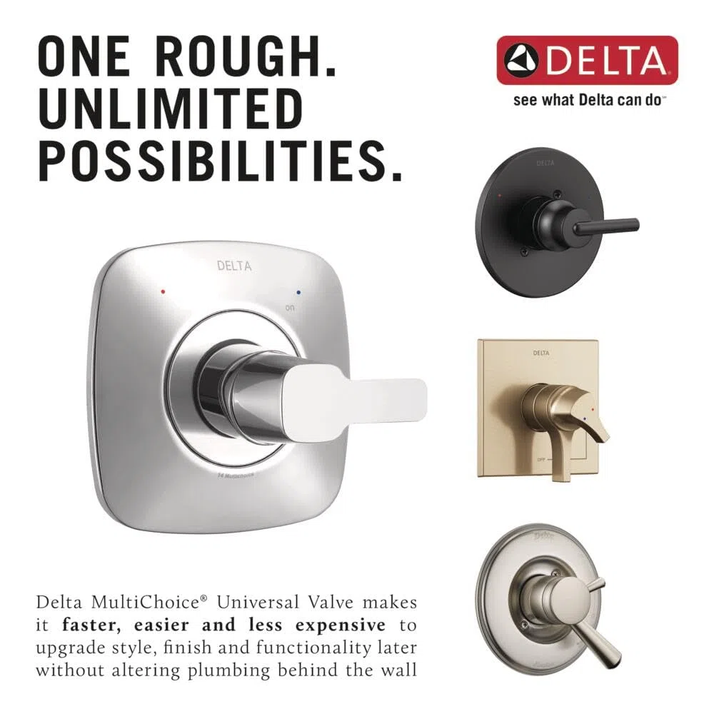 DELTA FAUCET R10000-UNBX MultiChoice Universal Bañera y Ducha, Negro, Paquete de 1