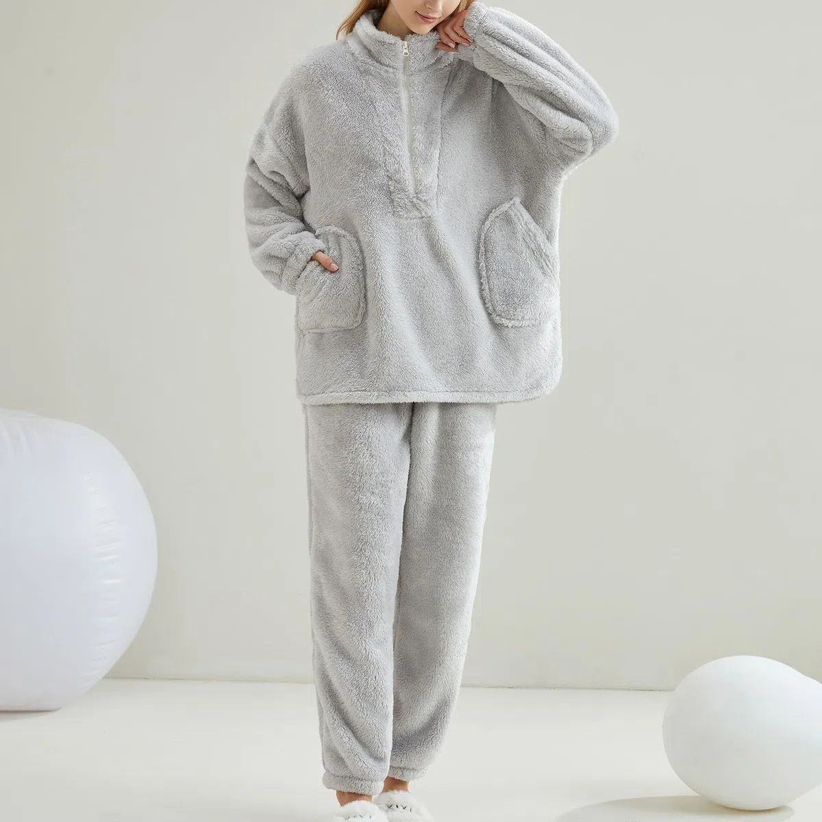 Pijama mujer mujer otoño e invierno franela pijama pijama traje cárdigan