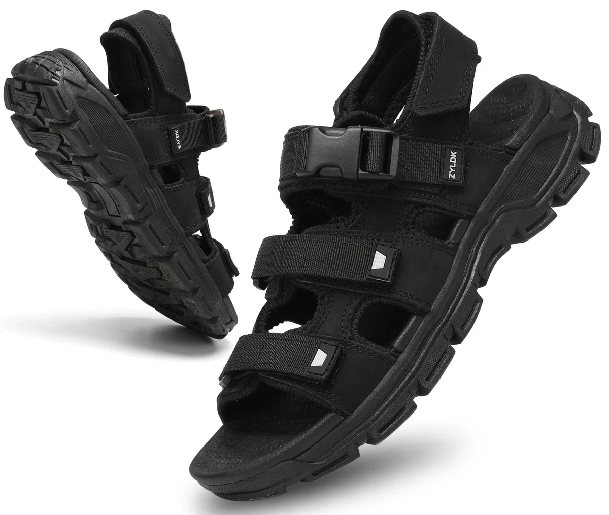 Sandalias Trekking Hombres Deportivas Verano Exterior Senderismo Zapatos con Punta Abierta Cuero Sandalias de Playa