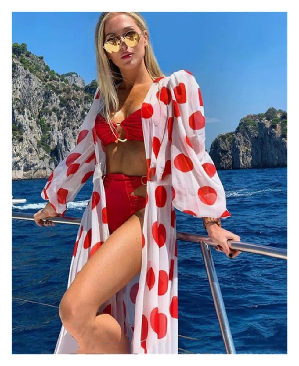 ZZSRJ Summer Elegante Ropa de Playa Cape Maxi Vestido bajo Túnica Túnica Tapa de Trajes de baño Vacaciones de Vacaciones Ladies Cape (Color : Red, tamaño : M)