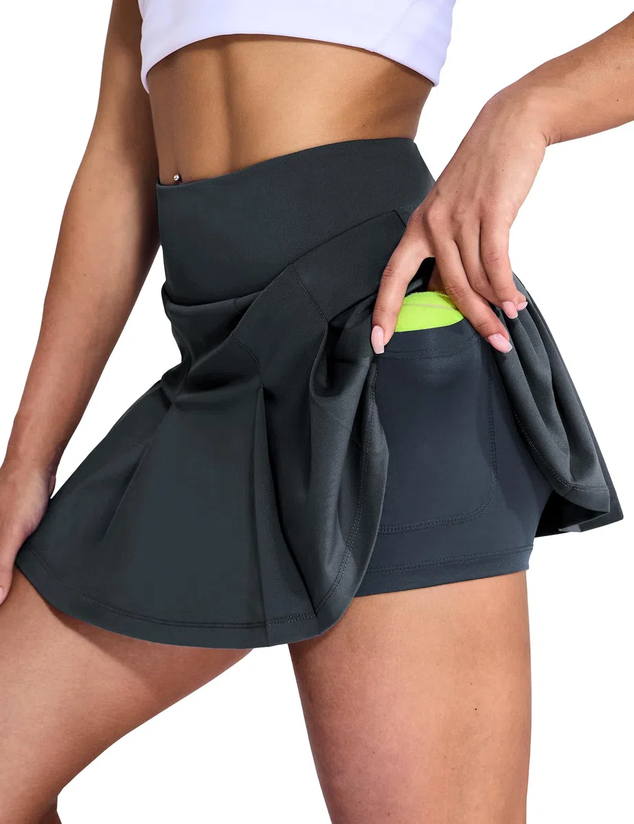 MIER Faldas de tenis para mujer, falda plisada de golf con bolsillo de forro de cintura alta, falda atlética para correr, entrenamiento, deportes