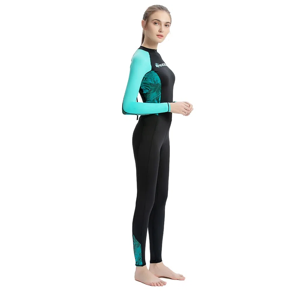 Traje de neopreno para mujer, de secado rápido, de una pieza, con mangas largas, traje de baño para deportes acuáticos de verano