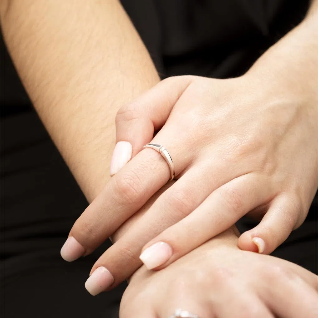 Time RoaD Anillo Mujer Minimalista con Diamante Oro Blanco 9K de 375 ml - Diseño Ergonómico y Ajuste Perfecto DIA00014 - Ideal para Compromiso - Pedida - Alianza - Promesa - Anillos Mujer