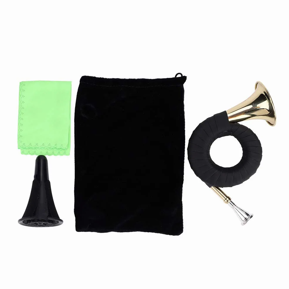 CHICIRIS Mini Cuerno de Caza de Latón, Instrumento Musical Profesional con Agarre de PU de, Hermoso Diseño para Amantes de la Música y Estudiantes