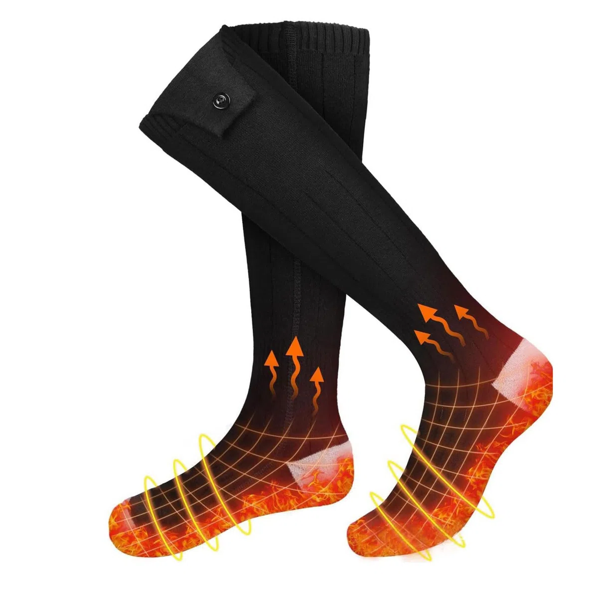Tosuny Calcetines Negros Calentados, Lavables, con Pilas Recargables, con Ajustes de Temperatura Ajustables para Esquiar Al Aire Libre