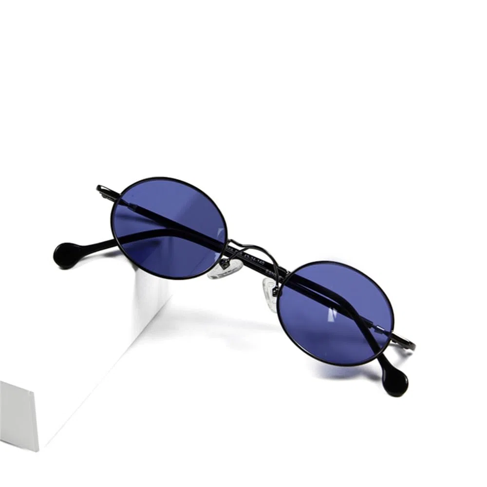 Gafas de sol ovaladas pequeñas de metal para hombre, gafas de sol punk vintage antideslumbrantes para mujer